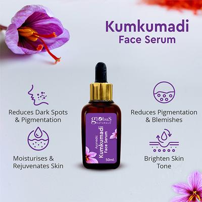 Globus Naturals Ayurvedic Kumkumadi Skin Lightening & Brightening Gift Box, Face Wash, Face Cream, Face Scrub & Face Serum 1's - Makeup Kits & Sets