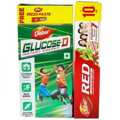 Dabur Glucose-D Powder 125 gm (Free Dabur Red Paste 16 gm) - Energy Drinks
