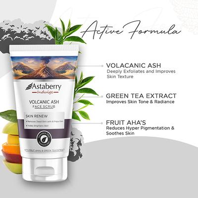 Astaberry Indulge Volcanic Ash Face Scrub for Smoothe Skin -Remove Dead Skin Cells & Impurities 100 ml - Scrubs & Exfoliants