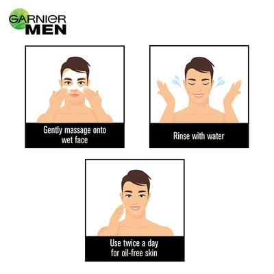 Garnier Men Oil Clear Deep Cleansing Icy Face Wash - Clay D-Tox 50 gm - Face Wash & Cleansers