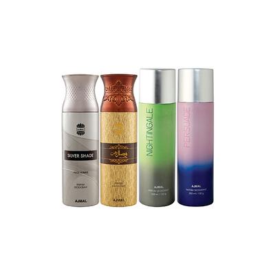 Ajmal 1 Silver Shade Homme, 1 Wisal Dhahab, 1 Nightingale And 1 Persuade Deodorants Pack of 4 200 ml - Deodorants/Roll-Ons