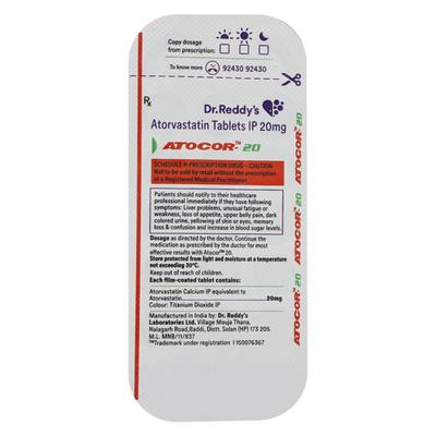 ATOCOR 20mg Tablet 15's - High Cholesterol-Dys