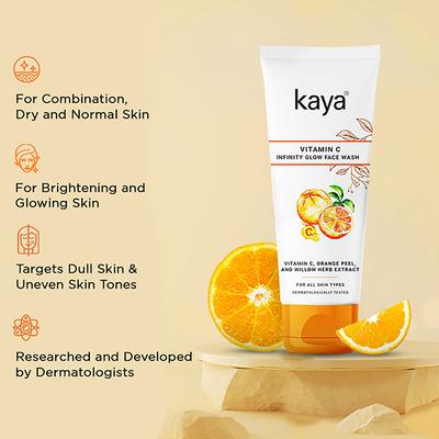 Kaya Vitamin C Face Wash - For Clear & Clean, Glowing, Youthful, Radiant & Hydrated Skin, All Skin Type 100 ml - Face Wash & Cleansers