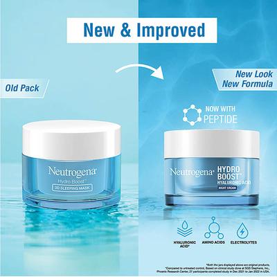 Neutrogena Hydro Boost Night Cream With Hyaluronic Acid For Overnight Hydrating Repair 50gm - Scrubs & Exfoliants