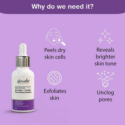 Aryanveda Glowelle 30% AHA and 2% BHA Face Peeling Solution 30 ml - Face Serum