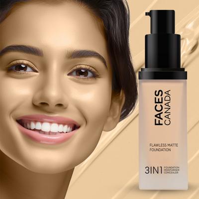 Faces Canada Flawless Matte Foundation - Rich Ivory 013, 12 Hr Hydration + SPF 18 30 ml - Foundation