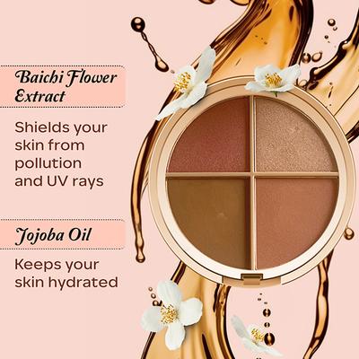 Faces Canada Second Skin 4 in 1 Face Palette, Blush + Contour + Highligher Velvet Finish 14.5 gm - Blushes