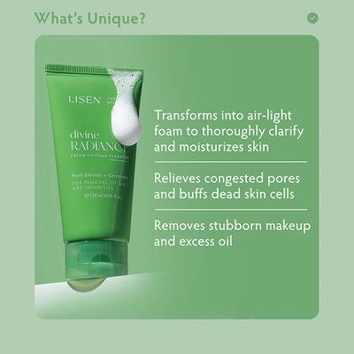 LISEN Divine Radiance Cream To Foam Cleanser with Pearl Extracts for Dirt and Impurities 120 ml - Face Wash & Cleansers