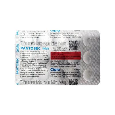 Pantosec 40mg Tablet 15'S - Ulcer/Reflux/Flatulence-Aaa