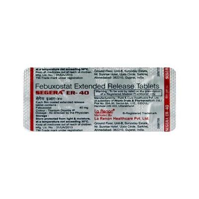 Segera ER 40mg Tablet 10'S - Gout