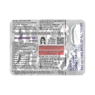 GLUCONORM GS 1 Tablet 10's - Diabetes-Ant