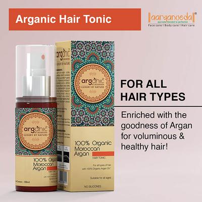 Aryanveda Arganic Organic Moroccan Argan Hair Tonic For Reduces Split Ends & Breakage 100 ml - Hair Creams