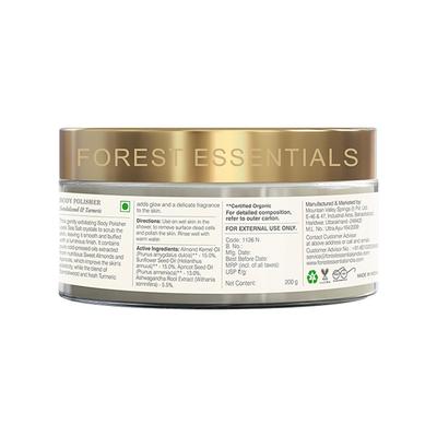 Forest Essentials Body Polisher Sandalwood and Turmeric Mild Ayurvedic Exfoliating Scrub 200 gm - Scrubs & Exfoliants