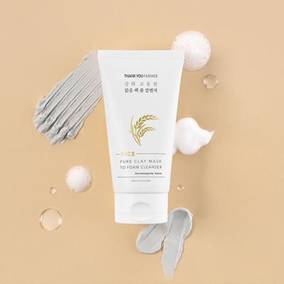Thank You Farmer Rice Pure Clay Mask To Foam Cleanser 150 ml - Face Packs