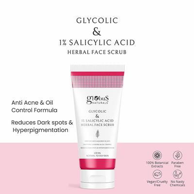 Globus Naturals Glycolic & 1% Salicylic Acid , 100gm each 2's - Scrubs & Exfoliants