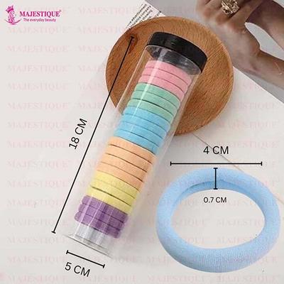 Majestique Cotton Stretchable Hair Ties, Ponytail Holder Rubber Band For Women - Multicolor 20's - Hair Clips/Bands