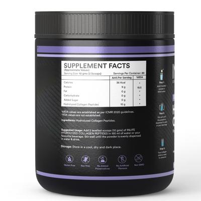 Inlife Hydrolyzed Collagen Peptides Powder - Unflavoured 200 g - Hair & Skin