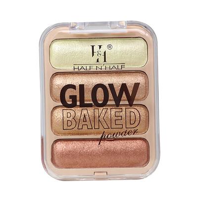 Half N Half Glow Baked Highlighter Powder Palette, Snow Flake 01 8 gm - Highlighters & Illuminators