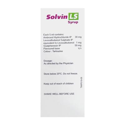 SOLVIN LS SUGAR FREE Syrup 60ml - Cough And Cold-Cou