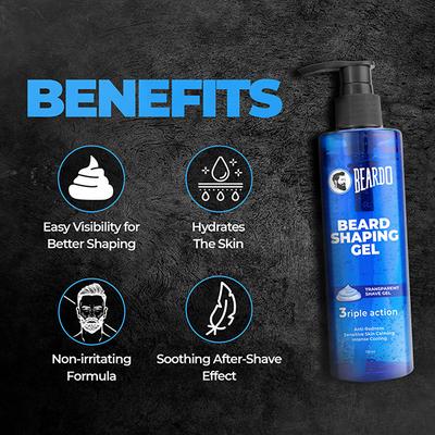 Beardo Beard Shaping Gel for Men Anti-Redness Sensitive Skin Calming Intense Cooling 110 ml - Multi-Stylers
