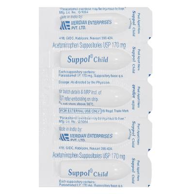 SUPPOL CHILD 170mg Suppository 5's - Fever-Ana