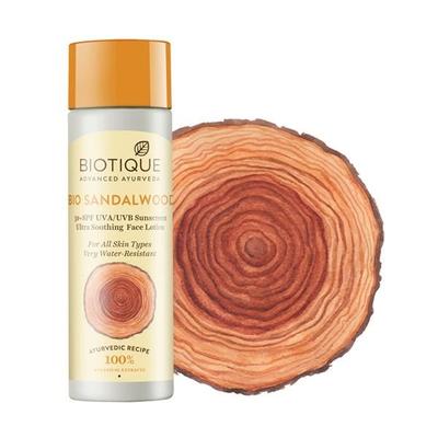 Biotique Sun Shield Sandalwood SPF 50+UVB Pa+++ UVA Sunscreen Ultra Protective Lotion For All Skin Types 190 ml - Face Sunscreen