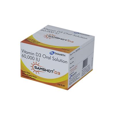 SAMSHOT D3 SUGAR FREE PINEAPPLE FLAVOUR Oral Solution 4x5ml - Supplements-Vit