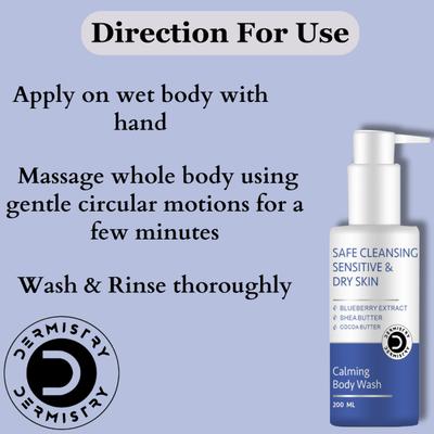 Dermistry Safe Cleansing Sensitive & Dry Skin Calming Body Wash 200 ml + Sensitive And Dry Skin Calming Soothening Face Cream 50 ml - Face Creams