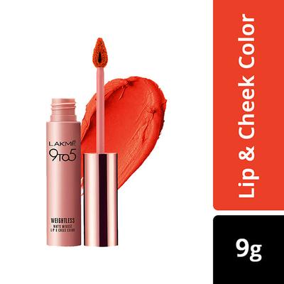 Lakme 9 To 5 Weightless Mousse Lip & Cheek Color Tangerine Fluff 9 Gm - Lipsticks