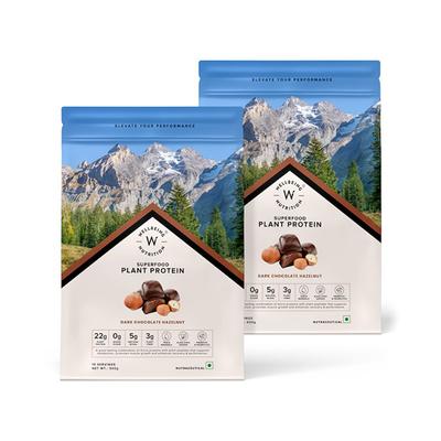 Wellbeing Nutrition Organic Vegan Plant Protein Isolate - Dark Chocolate Hazelnut 500 gm - Protein Drink