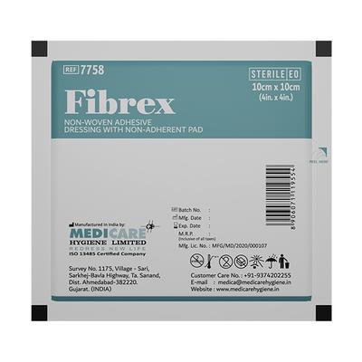 Medica Fibrex Non Woven Adhesive Dressing With Non Adherent Pad 10 cm x 10 cm 1's - Bandages