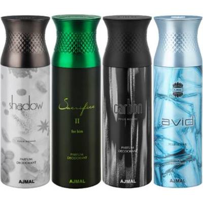 Ajmal Shadow Homme & Sacrificeiihim & Carbon & Avid Deodorant Spray- For Men (Pack Of 4) 200 ml - Men Perfumes (Edt/Edp)