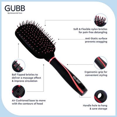 GUBB Paddle Hair Brush, Medium - Vogue Range 180 gm - Hair Brushes
