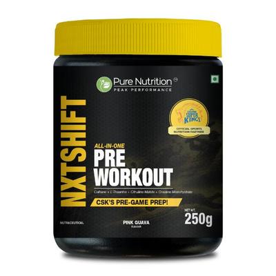 Pure Nutrition NXTSHIFT All-in-One Pre Workout Powder - Pink Guava Flavour 250 g - Calcium And Minerals