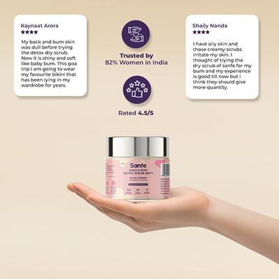 Sanfe Back & Bum Detox Scrub (Dry) - Olive & Peach Extracts 100 gm - Scrubs & Exfoliants