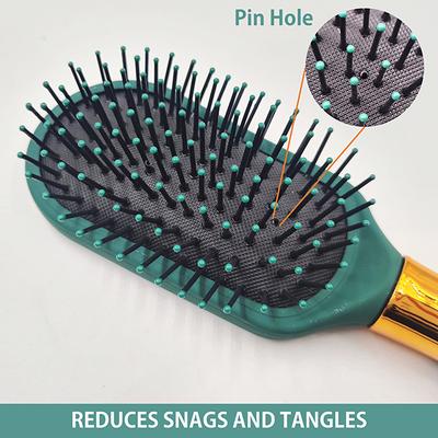 Majestique Styling Hair Brush, Nylon Round-Tip Bristles Hair Comb for Detangling, Separating, Shaping - Velvet Green 1's - Hair Brushes