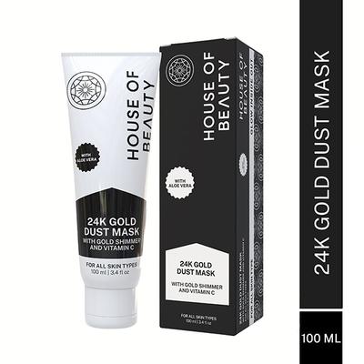 House of Beauty 24K Real Gold Dust Face Mask-Bridal Party Instant Glow with Niacin& Vit-C 100ml - Face Mask