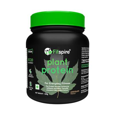 Fitspire 100 Percent Plant Protein Made With Pea Protein Chocolate 500 gm - Protein Drink