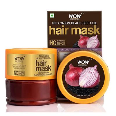 Wow Life Science Red Onion Black Seed Oil Hair Mask 200 ml - Hair Masks & Packs