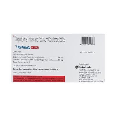 Kefmax CV 200mg Tablet 10'S - Bacterial Infections-Cep