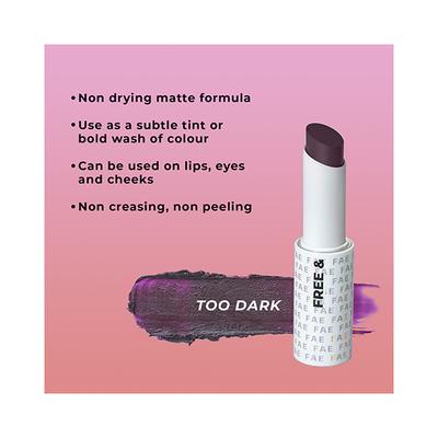 FAE Beauty Deep Wine Buildable Matte Lipstick Shade Too Dark 3.5 gm - Lipsticks