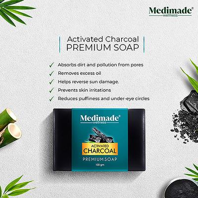 Medimade Activated Charcoal Premium Soap 100 gm - Soaps