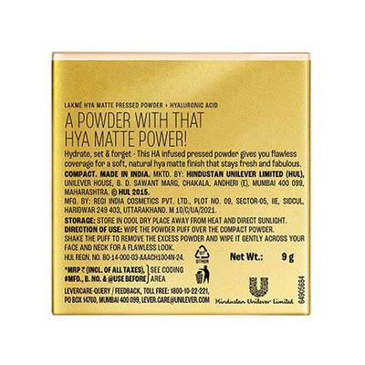 Lakme 9to5 Hya Matte Pressed Powder Beige 9 gm - Compact Powder