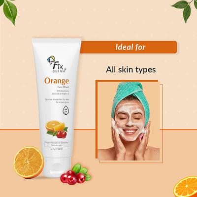 Fixderma Orange Face Wash With Vitamin E and Bearberry Tan Removal Face Wash 75 gm - Face Wash & Cleansers