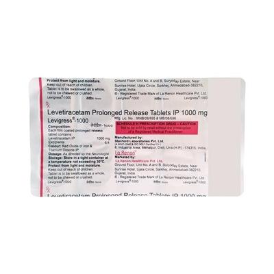 Levigress 1000mg Tablet 10'S - Epilepsy/Convulsion-Ant