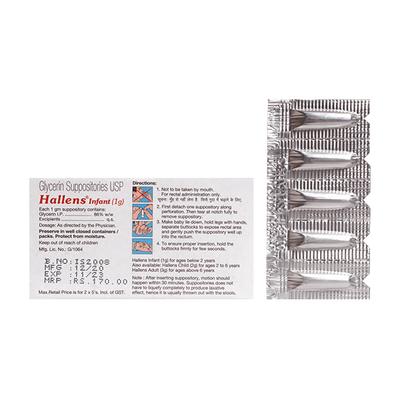 HALLENS INFANT (1G) Suppositories 5's - Constipation-Lax