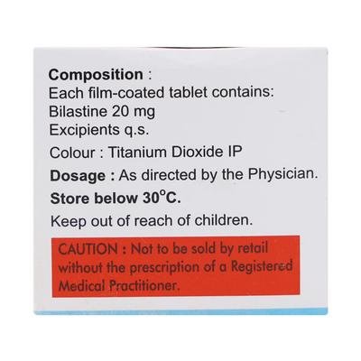 BILAST 20mg Tablet 10's - Allergies-Ant