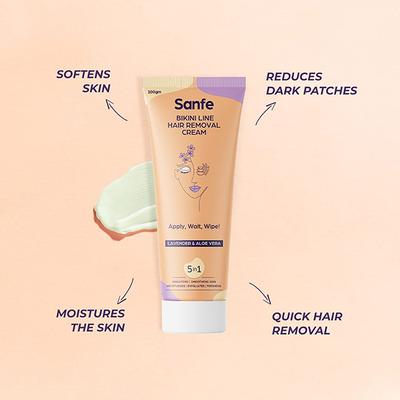 Sanfe Bikini Line Hair Removal Cream-Lavender & Aloe Vera 100 gm - Shaving & Hair Removal