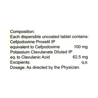 Monocef O CV DT 100/62.5mg Tablet 10'S - Bacterial Infections-Cep
