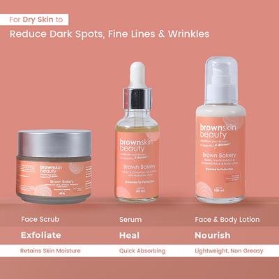 BrownSkin Beauty Brown Bakery Face Serum, Face scrub and Face Body Lotion Combo 2's - Face Scrubs